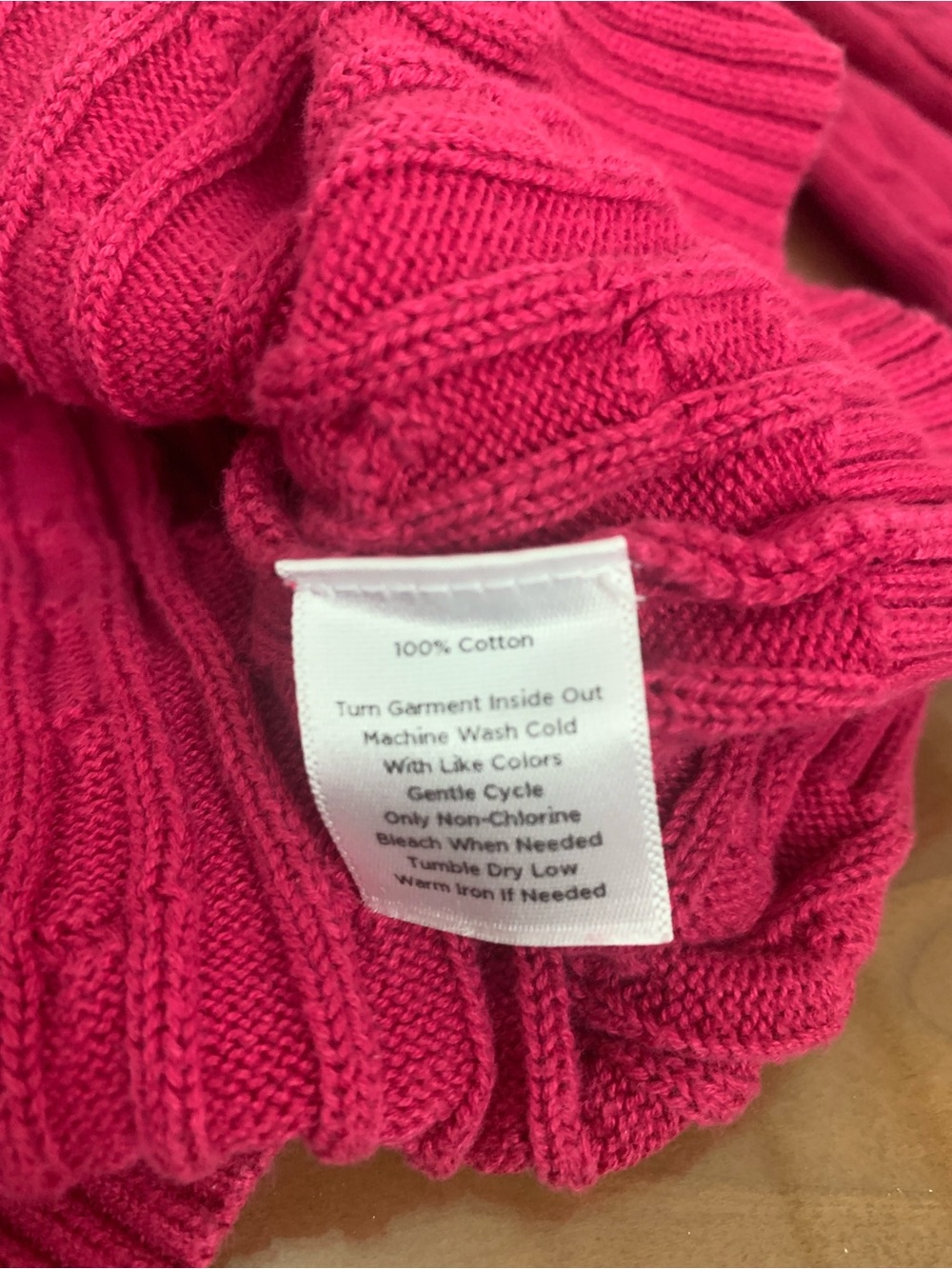 Talbots Cable Knit V-Neck Sweater - Hot Pink - Picture 6 of 7